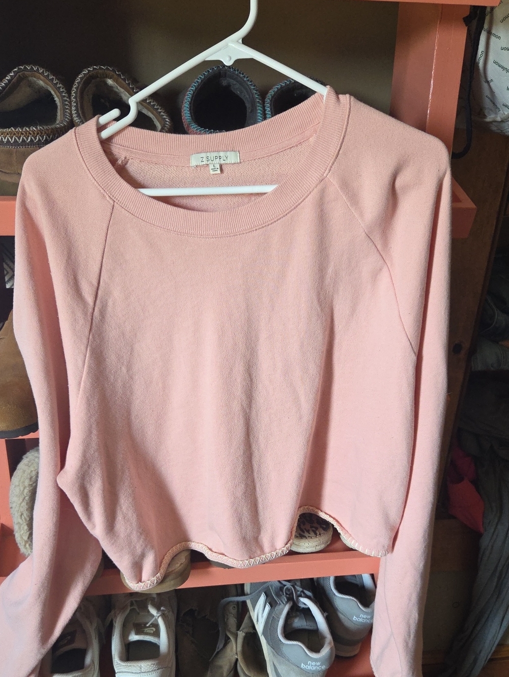 Z Supply Light Pink Crewneck Pullover Sweatshirt